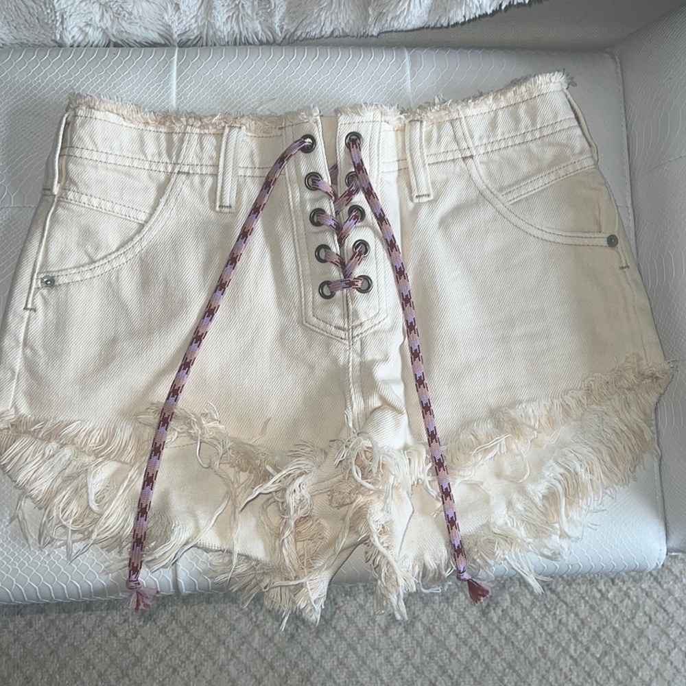 Free people lace up jean shorts